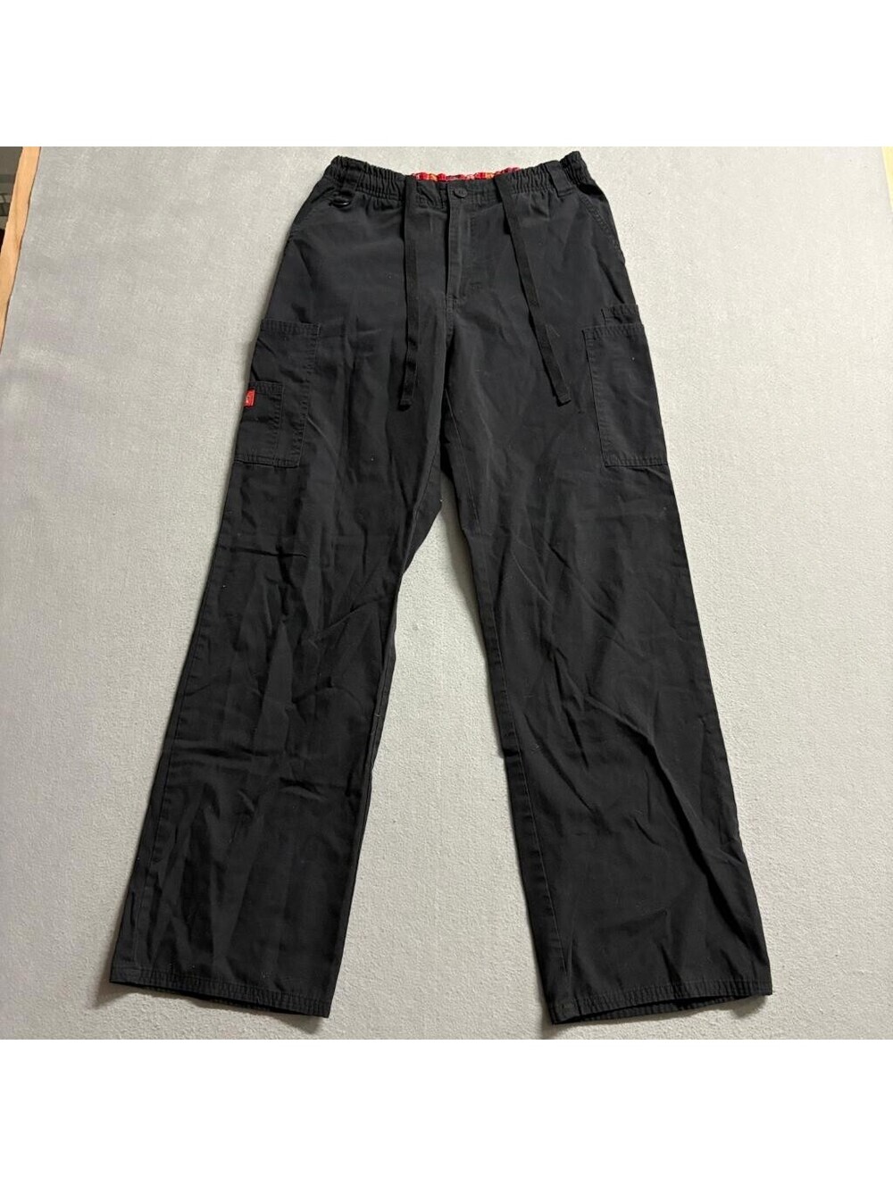 Dickies Scrub Pants Womens Small Black Cargo Drawstring Elastic Waist Medical